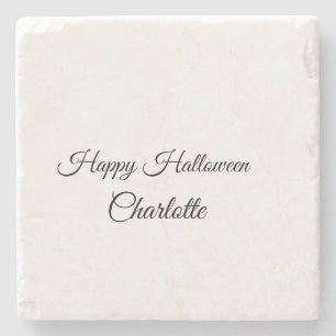 SIMPLE MINIMAL.CUTIE ADD NAME BABY happy Halloween Stone Coaster