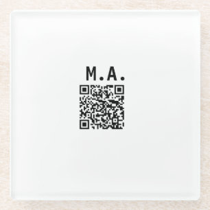 SIMPLE MINIMAL.CUTIE ADD NAME Q R CODE SCAN THROW  GLASS COASTER
