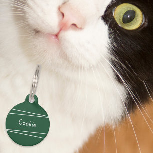 Simple Minimal Dark Green Personalised Pet Tag