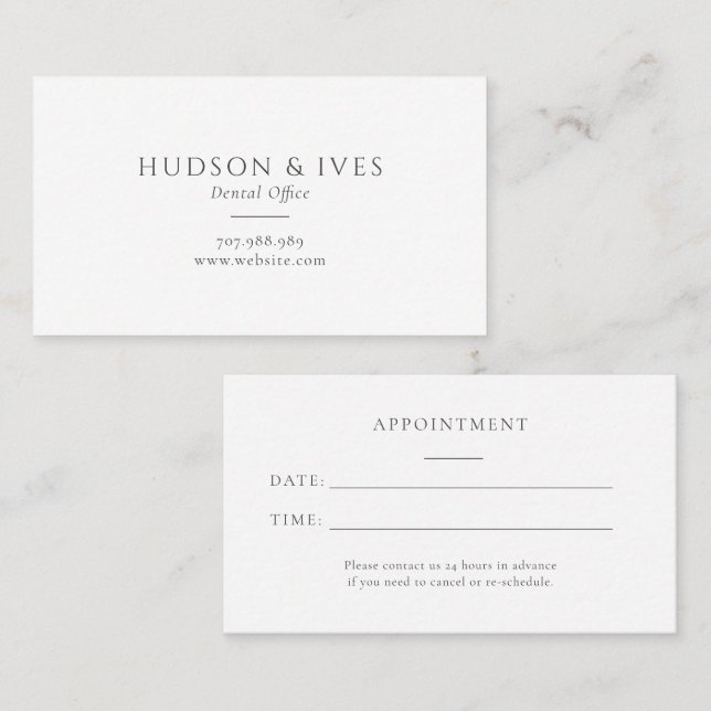 Simple Minimal Dental Appointment Card (Front/Back)