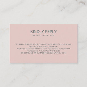 Simple minimal dusty pink QR Code online RSVP Enclosure Card