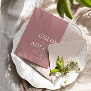 Simple Minimal Dusty Pink Wedding Invitation