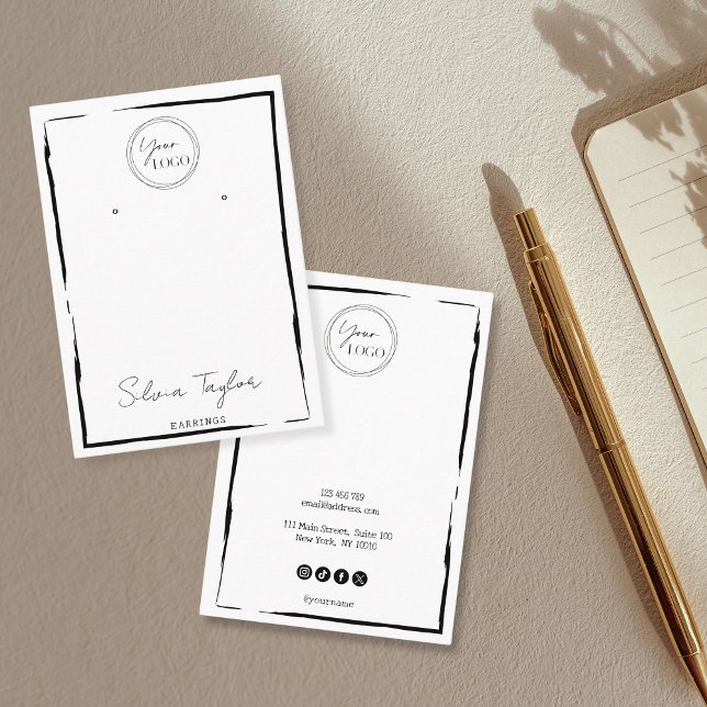 simple minimal earring jewellery display logo business card (Creator Uploaded)