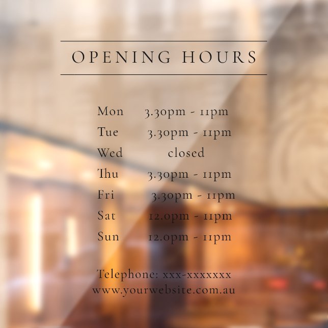 Simple Minimal Elegant Black Opening Hours Timings (Sheet 2)