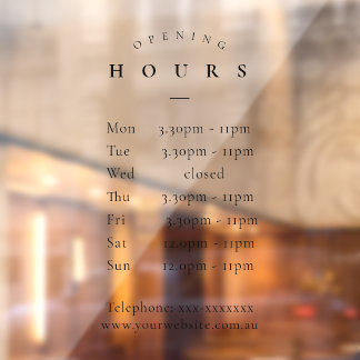 Simple Minimal Elegant Black Opening Hours Timings