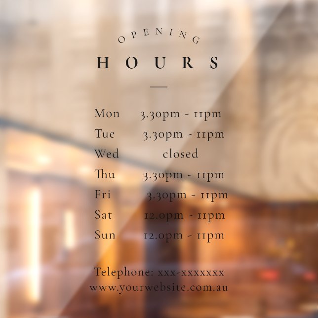 Simple Minimal Elegant Black Opening Hours Timings (Sheet 2)