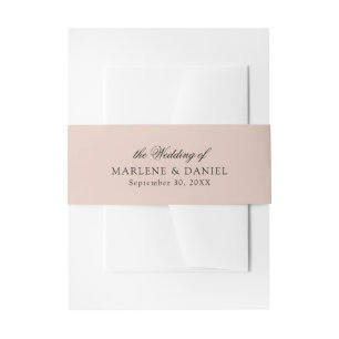 Simple Minimal Elegant Blush Pink Formal Wedding Invitation Belly Band
