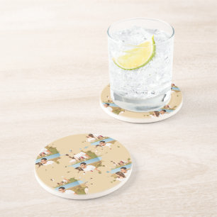 Simple minimal elegant custom circle photo collage coaster
