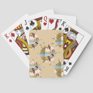 Simple minimal elegant custom circle photo collage playing cards