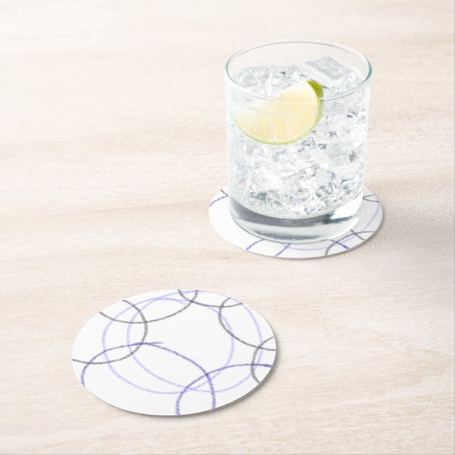 Simple minimal elegant custom circle photo collage round paper coaster (Insitu)