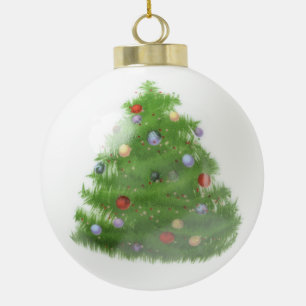 Simple minimal elegant custom logo here company c ceramic ball christmas ornament