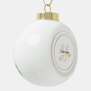 Simple minimal elegant custom logo here company c ceramic ball christmas ornament