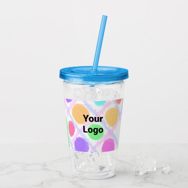 Simple minimal elegant custom logo here company cl acrylic tumbler (Back Ice)