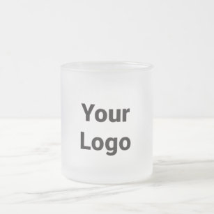 Simple minimal elegant custom logo here company    frosted glass coffee mug
