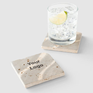 Simple minimal elegant custom logo here company  s stone coaster