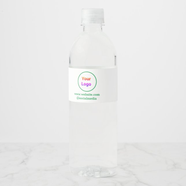 Simple minimal elegant custom logo here company  w water bottle label (Front)