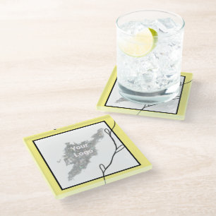 Simple minimal elegant custom logo here company wa glass coaster