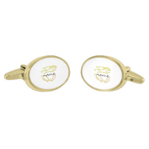 Simple minimal elegant custom logo here company wa gold finish cufflinks