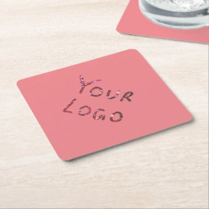Simple minimal elegant custom logo here company wa square paper coaster