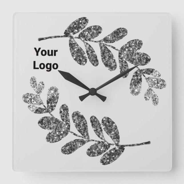 Simple minimal elegant custom logo here company wa square wall clock (Front)