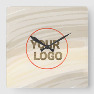 Simple minimal elegant custom logo here company wa square wall clock