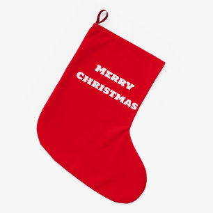 Simple minimal elegant custom merry Christmas Chri Large Christmas Stocking