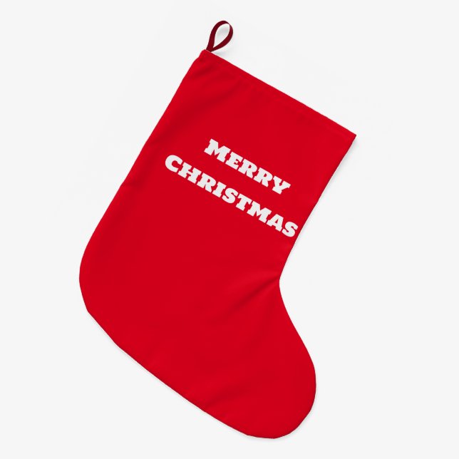 Simple minimal elegant custom merry Christmas Chri Large Christmas Stocking (Front (Hanging))