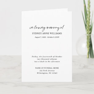 Simple Minimal Elegant Funeral Program