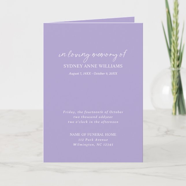 Simple Minimal Elegant Funeral Program (Front)