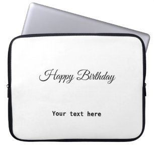 simple minimal elegant happy birthday custom laptop sleeve