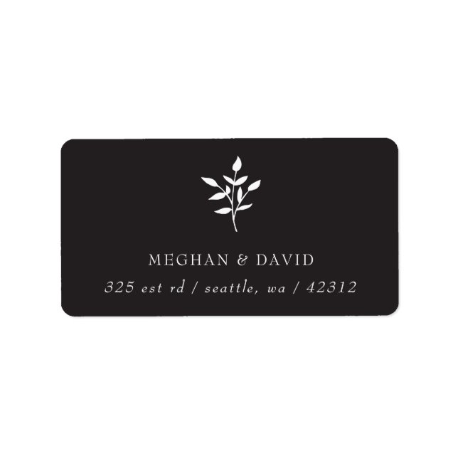 Simple Minimal Elegant Modern Botanical address Label (Front)