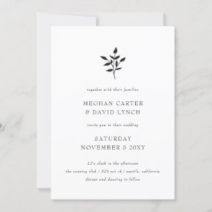 Simple Minimal Elegant Modern Botanical Wedding Invitation