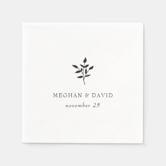 Simple Minimal Elegant Modern Botanical Wedding Napkin