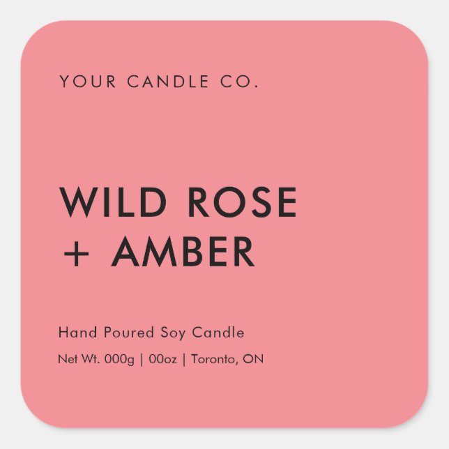 Simple Minimal Elegant Modern Packaging Pink Square Sticker (Front)