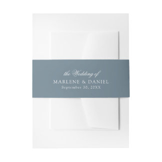 Simple Minimal Elegant Navy Blue Formal Wedding Invitation Belly Band