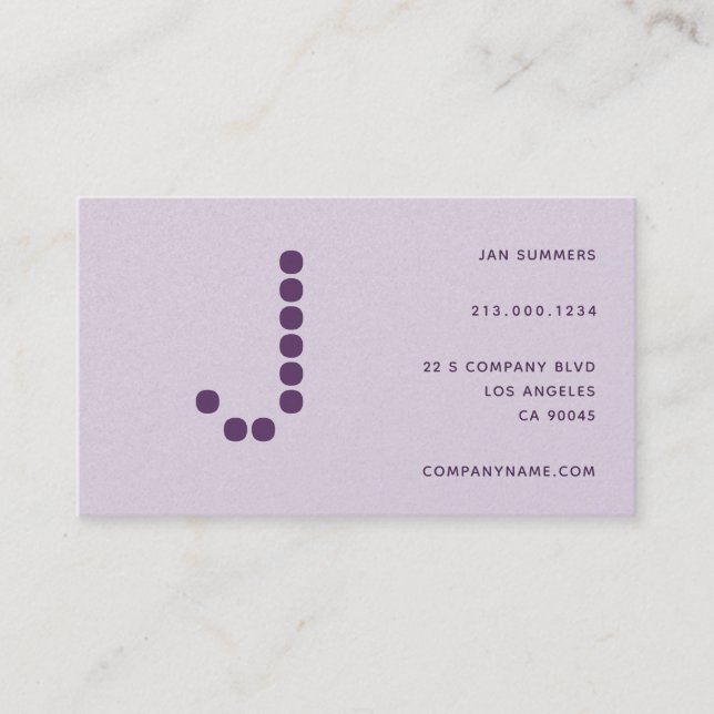 Simple Minimal Elegant Pastel Soft Purple Grey Business Card (Front)