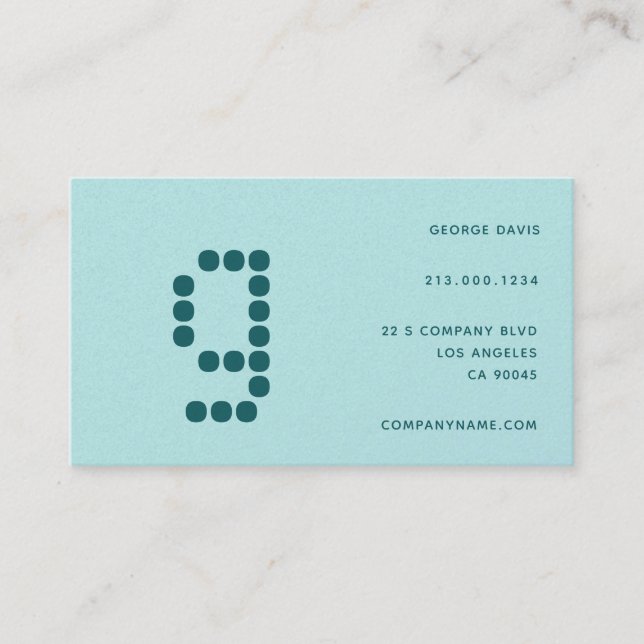 Simple Minimal Elegant Pastel Teal Grey Business Card (Front)