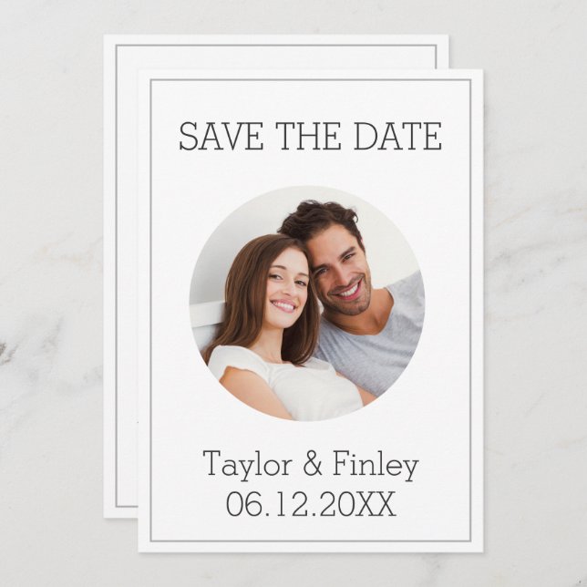  Simple Minimal Elegant Personalised Photo Wedding Invitation (Front/Back)