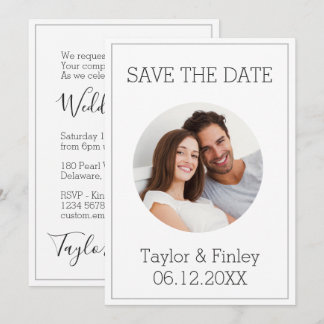 Simple Minimal Elegant Personalised Photo Wedding Invitation
