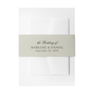 Simple Minimal Elegant Sage Green Formal Wedding Invitation Belly Band
