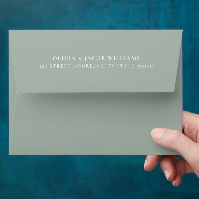 Simple Minimal Elegant Sage Green Return Address Envelope (Hand)