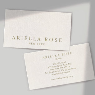 Simple Minimal Elegant White Linen Professional Business Card
