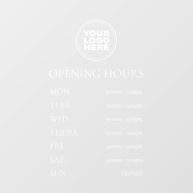 Simple Minimal Elegant White Opening Hours (Sheet)