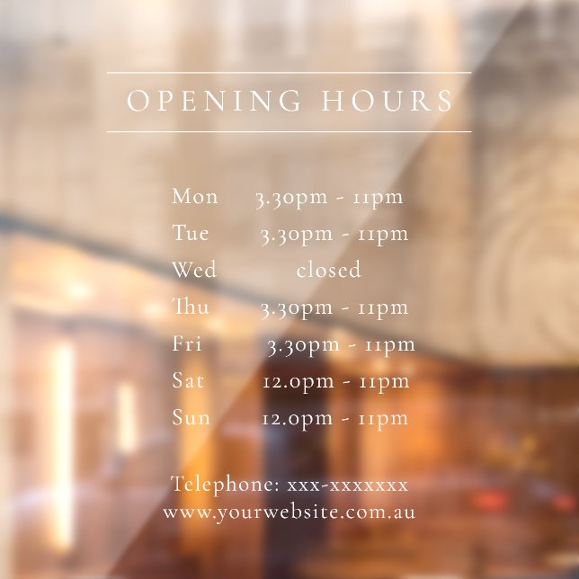 Simple Minimal Elegant White Opening Hours Timings (Sheet 2)