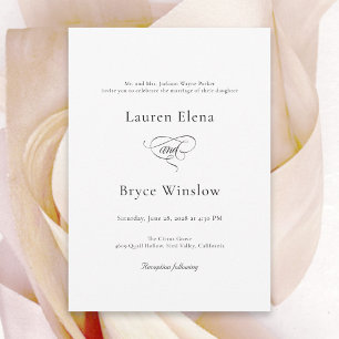 Simple Minimal Elegant White Wedding Invitation