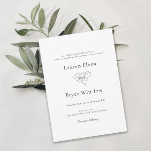 Simple Minimal Elegant White Wedding Invitation