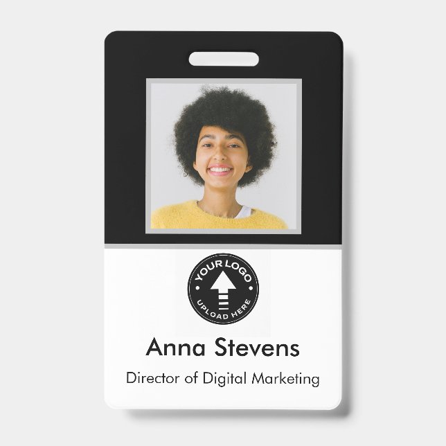 Simple Minimal Employee Badge QR and Barcode ID Badge (Front)