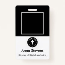 Simple Minimal Employee Badge QR and Barcode