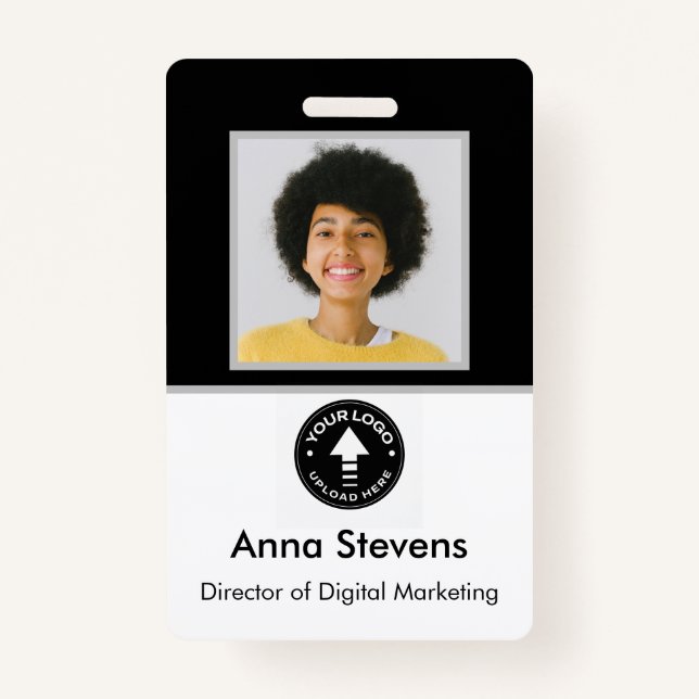 Simple Minimal Employee Badge QR and Barcode ID Badge (Front)