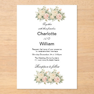 Simple  Minimal eucalyptus floral Wedding Acrylic  Invitations